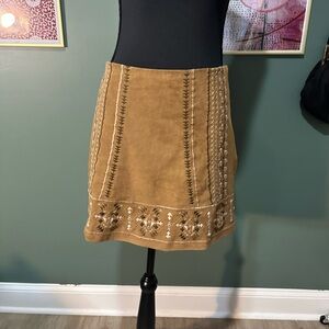 Abercrombie & Fitch Tan Embellished A-line Mini Skirt Size 4 😻